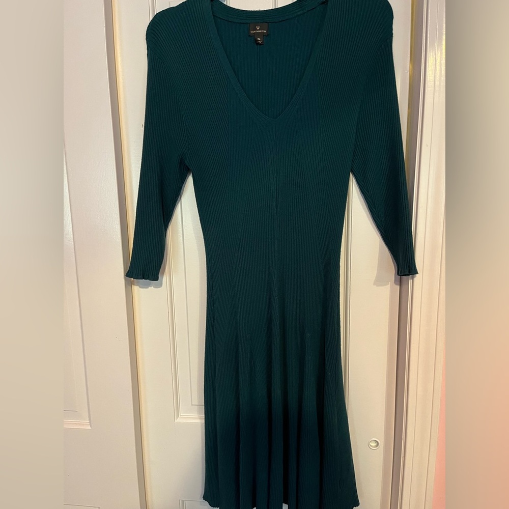 Worthington teal knit long sleeve dress size XL